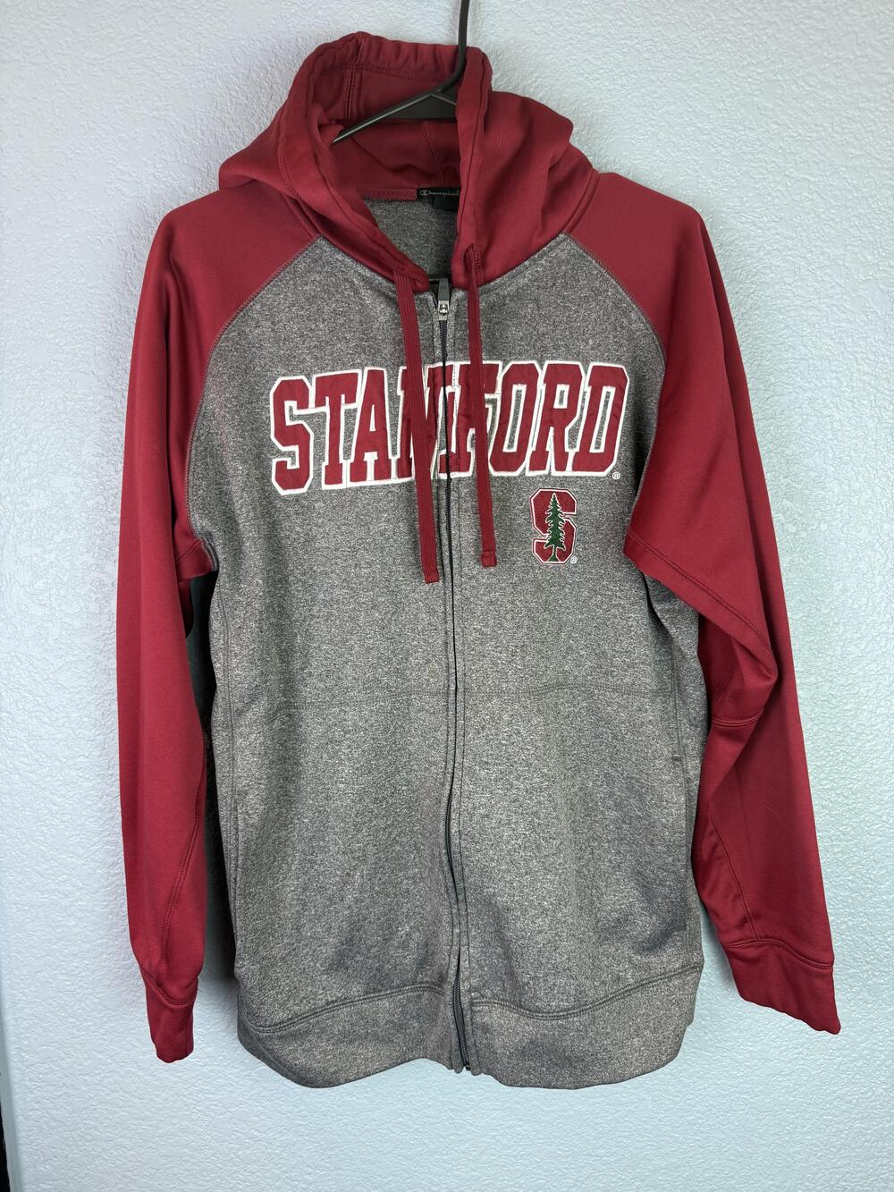 Stanford Cardinal Hoodie Full Zip Mens Medium Gray Red NCAA College Football